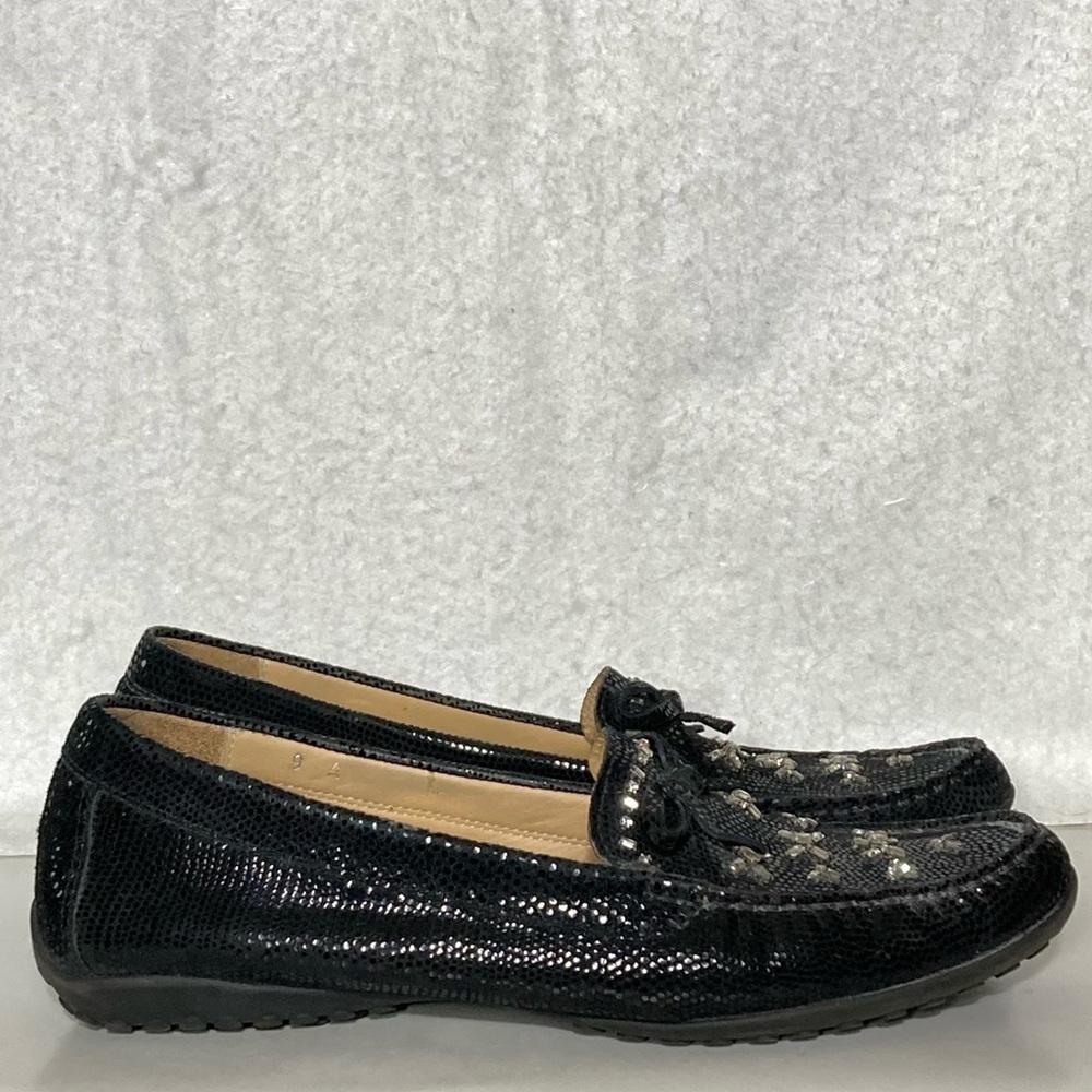Vaneli Womens Black Leather Driving Moccasin Slip On Casual Loafers SZ US 9 A